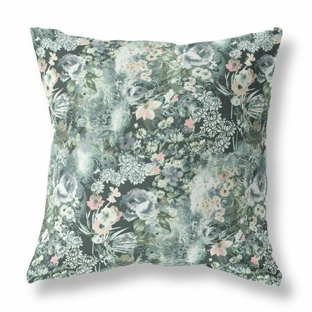 PALACEDESIGNS 28 in. Springtime Indoor & Outdoor Throw Pillow Dark Green & Grey PA3106395